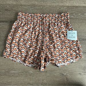 NWT XS 0-2 Shade & Shore Cover Up Beach Shorts Geometric Print Elastic Rayon